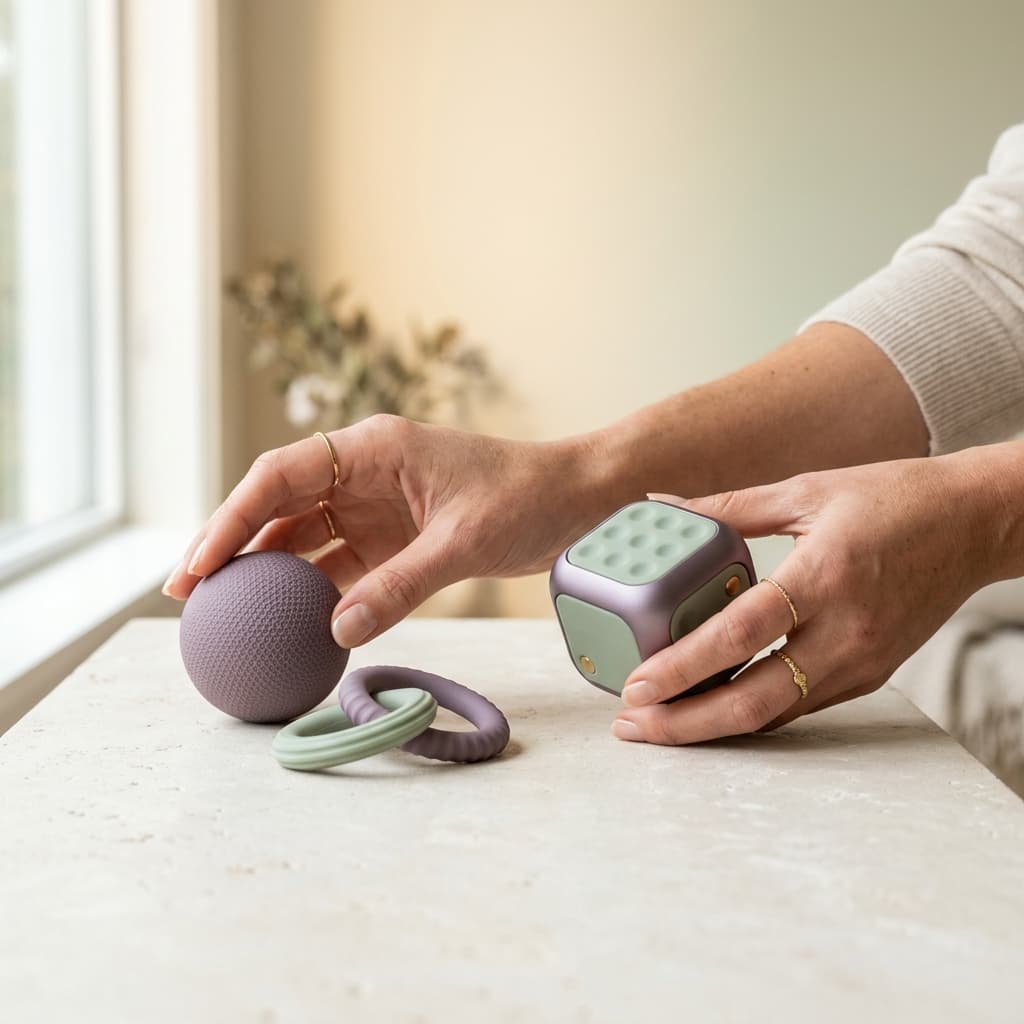 Brinquedos sensoriais premium em uso